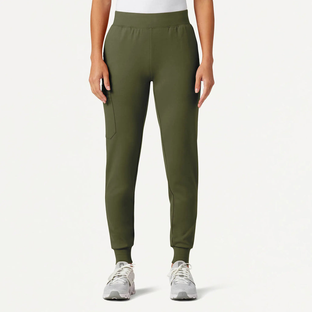 Jaanuu Scrubs Women's Rubi Slim ULTRAsoft Scrub Jogger Olive | scrub-supply.com