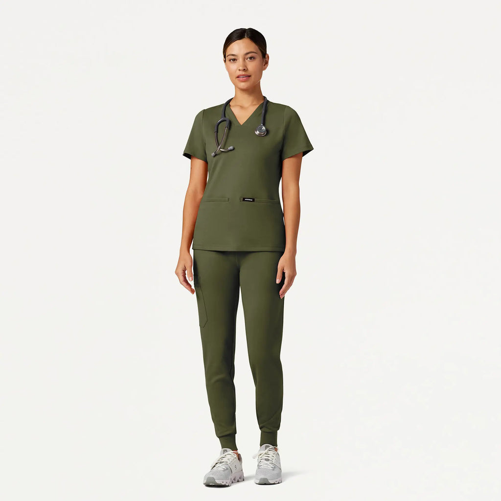 Jaanuu Scrubs Women's Rubi Slim ULTRAsoft Scrub Jogger Olive | scrub-supply.com