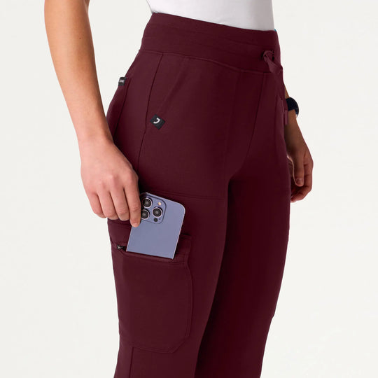 Jaanuu Scrubs Women's Kait 10-Pocket Skinny ULTRAsoft Scrub Jogger Burgundy | scrub-supply.com