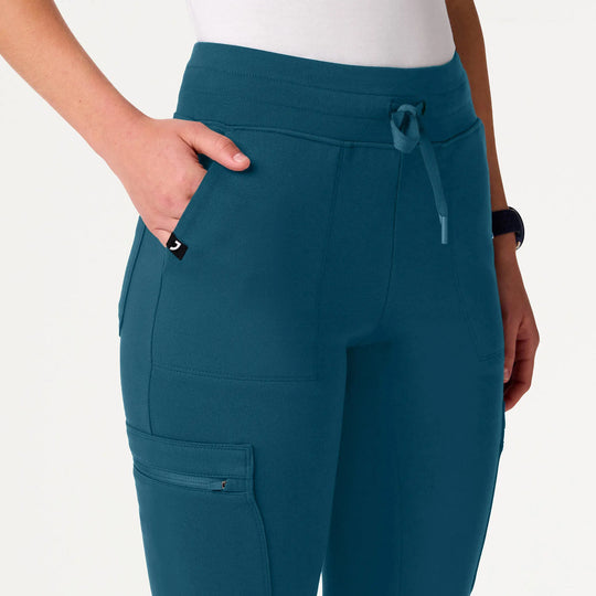 Jaanuu Scrubs Women's Kait 10-Pocket Skinny ULTRAsoft Scrub Jogger Caribbean Blue | scrub-supply.com