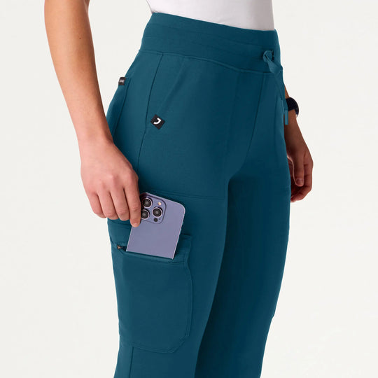 Jaanuu Scrubs Women's Kait 10-Pocket Skinny ULTRAsoft Scrub Jogger Caribbean Blue | scrub-supply.com