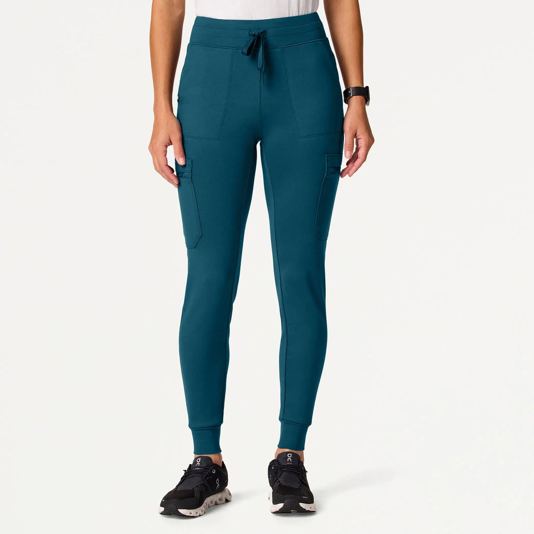 Jaanuu Scrubs Women's Kait 10-Pocket Skinny ULTRAsoft Scrub Jogger Caribbean Blue | scrub-supply.com