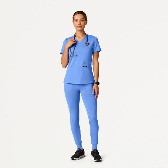 Jaanuu Scrubs Women's Kait 10-Pocket Skinny ULTRAsoft Scrub Jogger Ceil Blue | scrub-supply.com