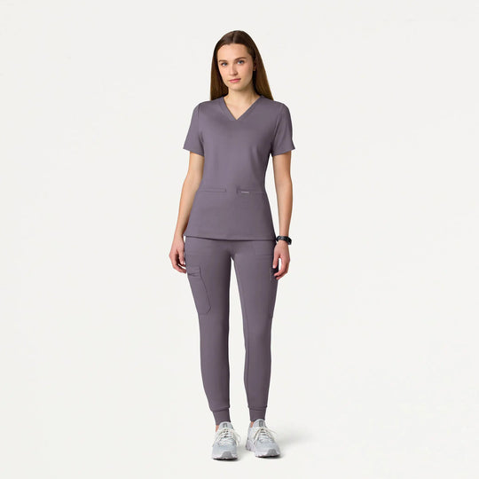 Jaanuu Scrubs Women's Kait 10-Pocket Skinny Scrub Jogger Titanium | scrub-supply.com