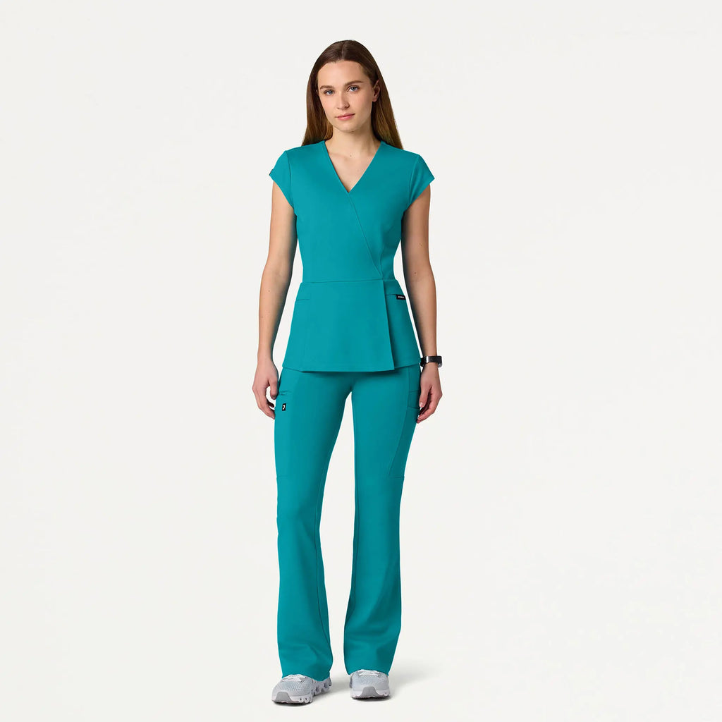 Jaanuu Scrubs Women's Perri ULTRAsoft Yoga Scrub Pant Teal | scrub-supply.com