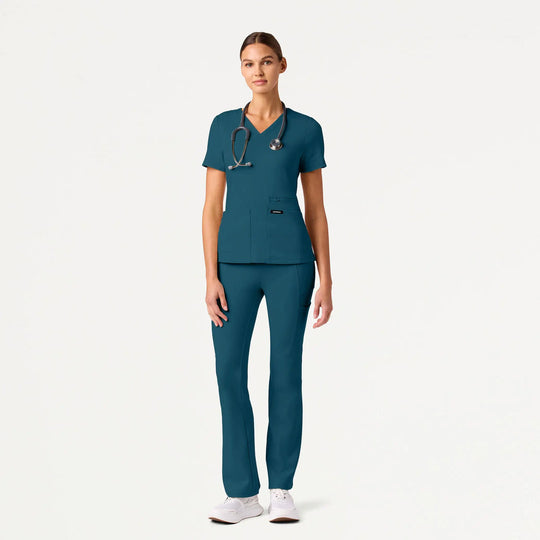 Jaanuu Scrubs Women's Perri ULTRAsoft Yoga Scrub Pant Caribbean Blue | scrub-supply.com