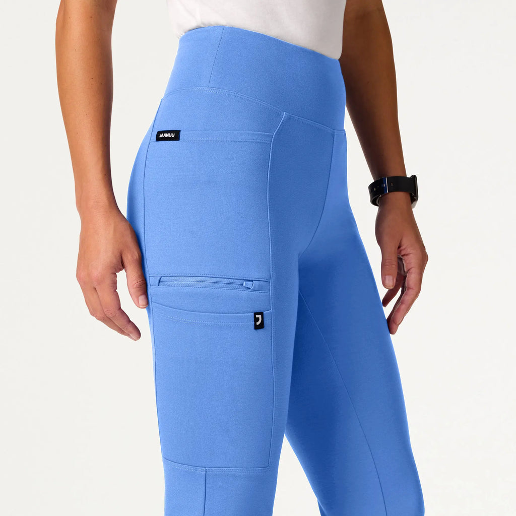 Jaanuu Scrubs Women's Perri ULTRAsoft Yoga Scrub Pant Ceil Blue | scrub-supply.com