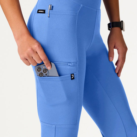 Jaanuu Scrubs Women's Perri ULTRAsoft Yoga Scrub Pant Ceil Blue | scrub-supply.com