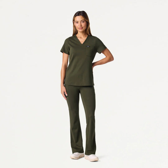 Jaanuu Scrubs Women's Perri ULTRAsoft Yoga Scrub Pant Deep Olive | scrub-supply.com