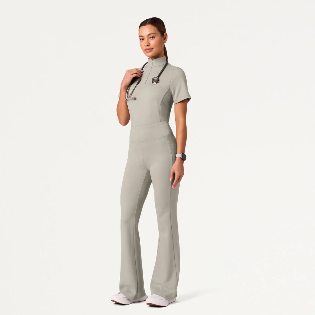 Jaanuu Scrubs Women's Lina ULTRAsoft Yoga Flare Scrub Pant Fog | scrub-supply.com