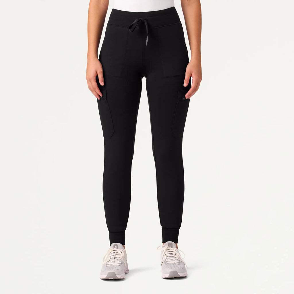 Jaanuu Scrubs Women's Abi 10-Pocket Skinny ULTRAsoft Scrub Jogger Black | scrub-supply.com