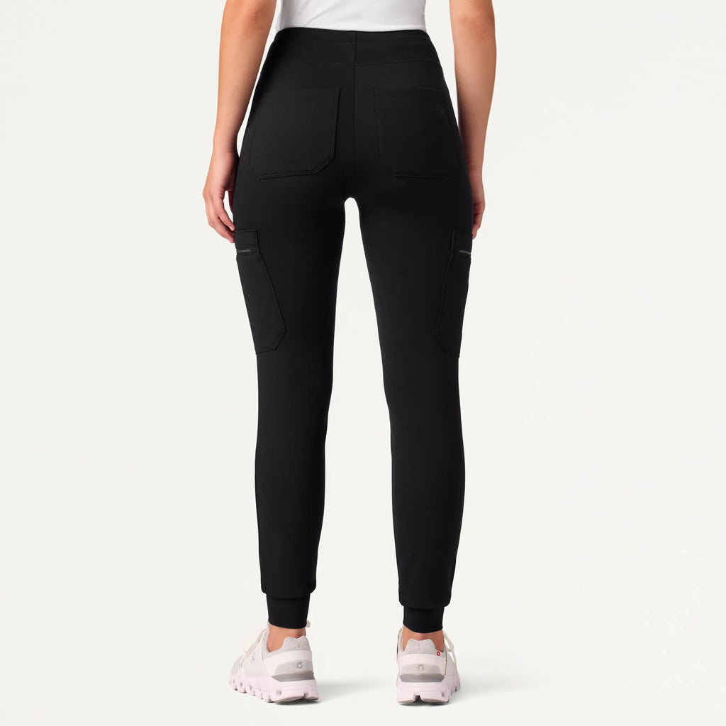 Jaanuu Scrubs Women's Abi 10-Pocket Skinny ULTRAsoft Scrub Jogger Black | scrub-supply.com