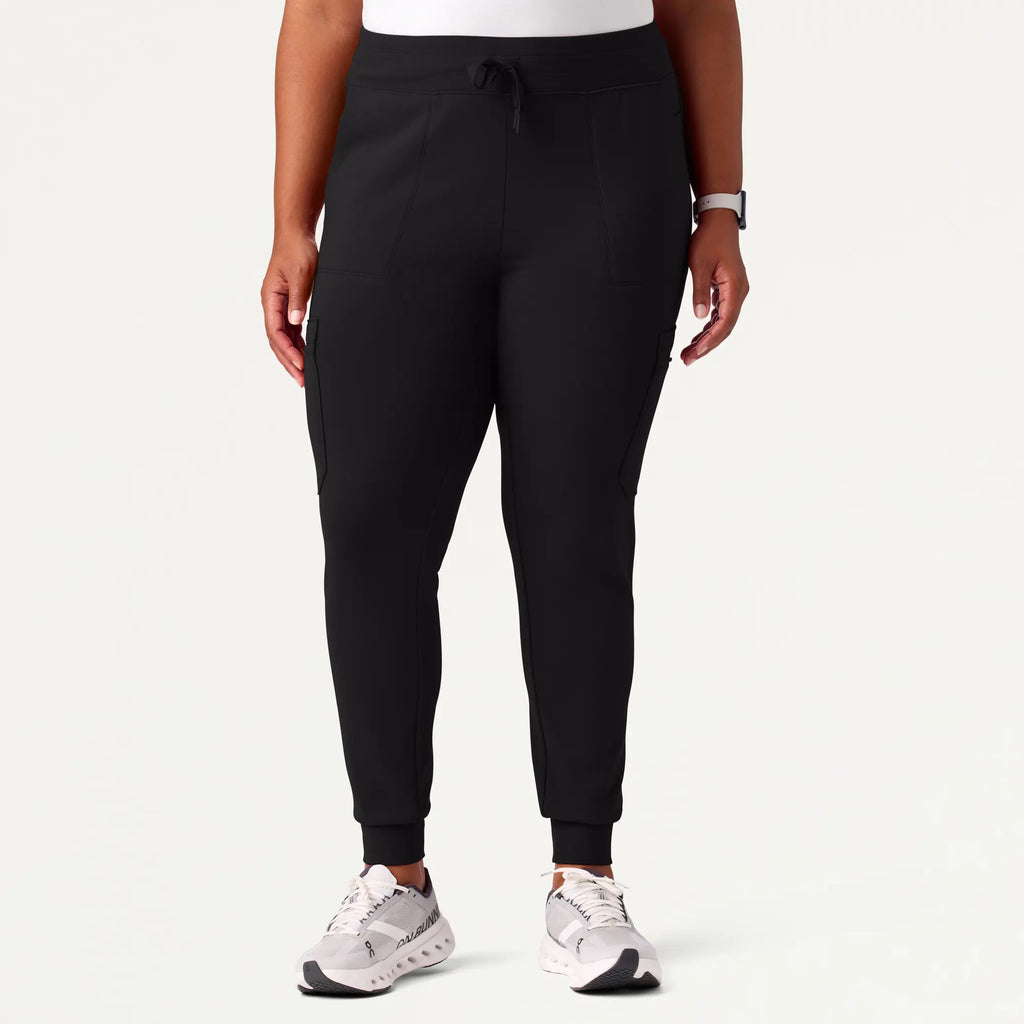 Jaanuu Scrubs Women's Abi 10-Pocket Skinny ULTRAsoft Scrub Jogger Black | scrub-supply.com