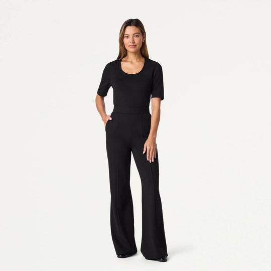 Jaanuu Scrubs Women's Josie Wide-Leg Scrub Pant Black | scrub-supply.com