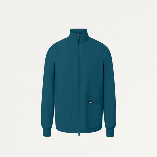 Jaanuu Scrubs Women's Ceri Essential 6-Pocket Scrub Jacket Caribbean Blue | scrub-supply.com