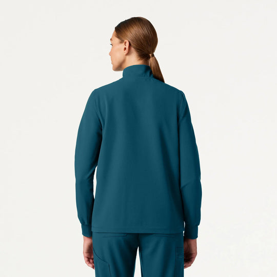 Jaanuu Scrubs Women's Ceri Essential 6-Pocket Scrub Jacket Caribbean Blue | scrub-supply.com