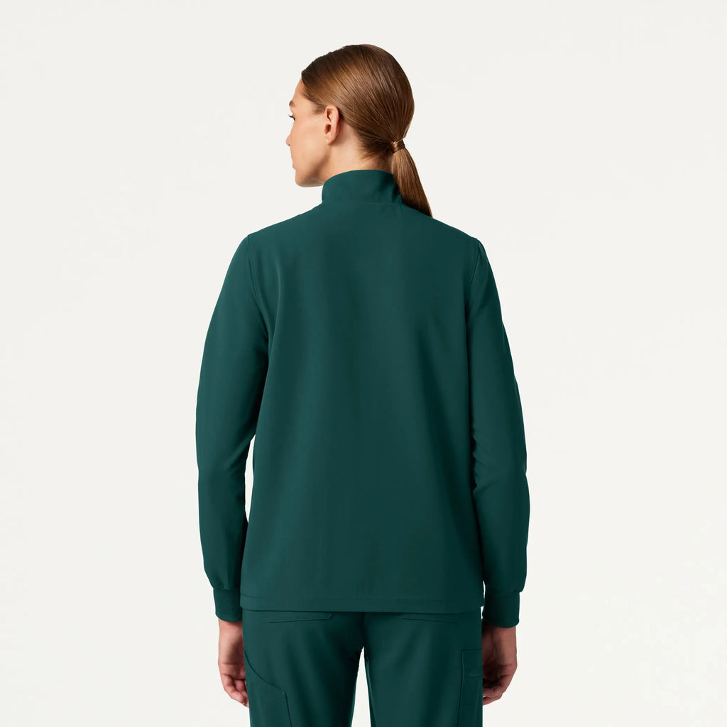 Jaanuu Scrubs Women's Ceri Essential 6-Pocket Scrub Jacket Midnight Green | scrub-supply.com