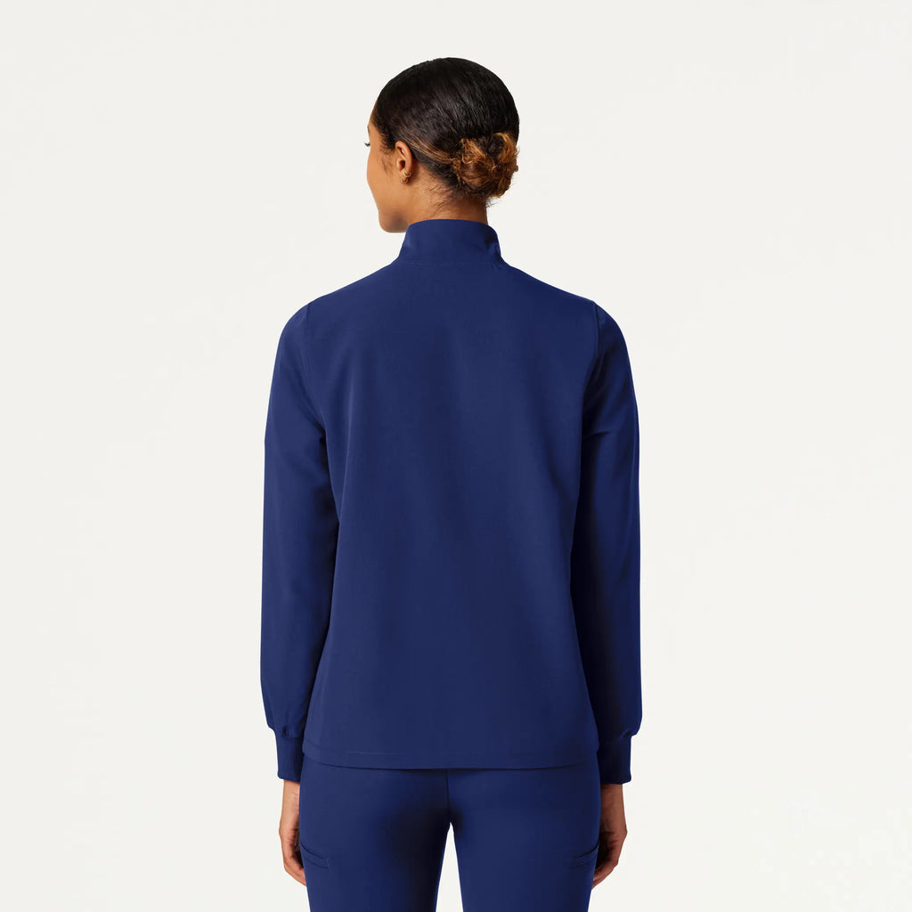 Jaanuu Scrubs Women's Ceri Essential 6-Pocket Scrub Jacket Navy Blue | scrub-supply.com