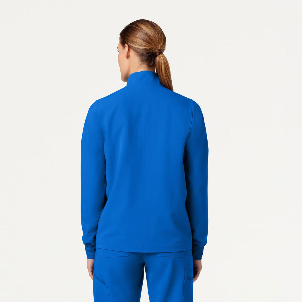 Jaanuu Scrubs Women's Ceri Essential 6-Pocket Scrub Jacket Royal Blue | scrub-supply.com