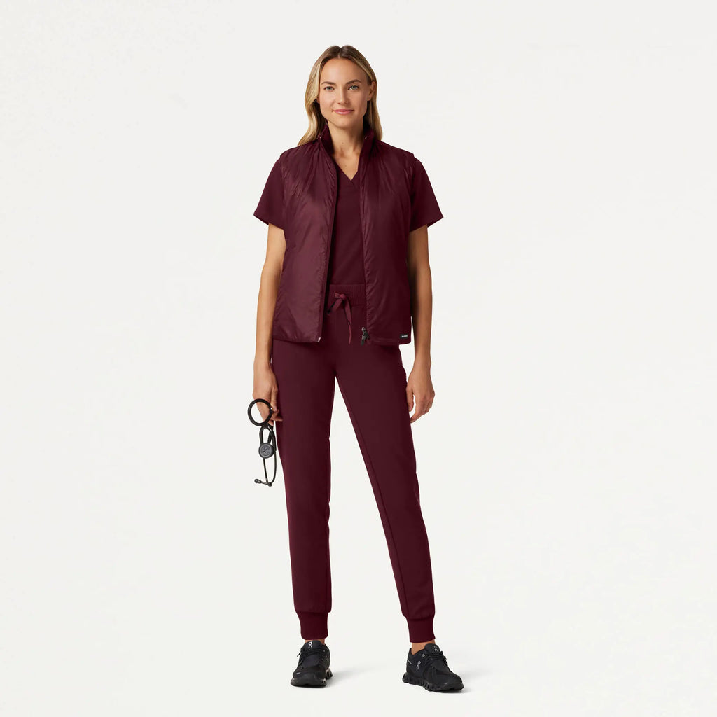 Jaanuu Scrubs Women's Phantom Slim Insulated Vest Burgundy | scrub-supply.com