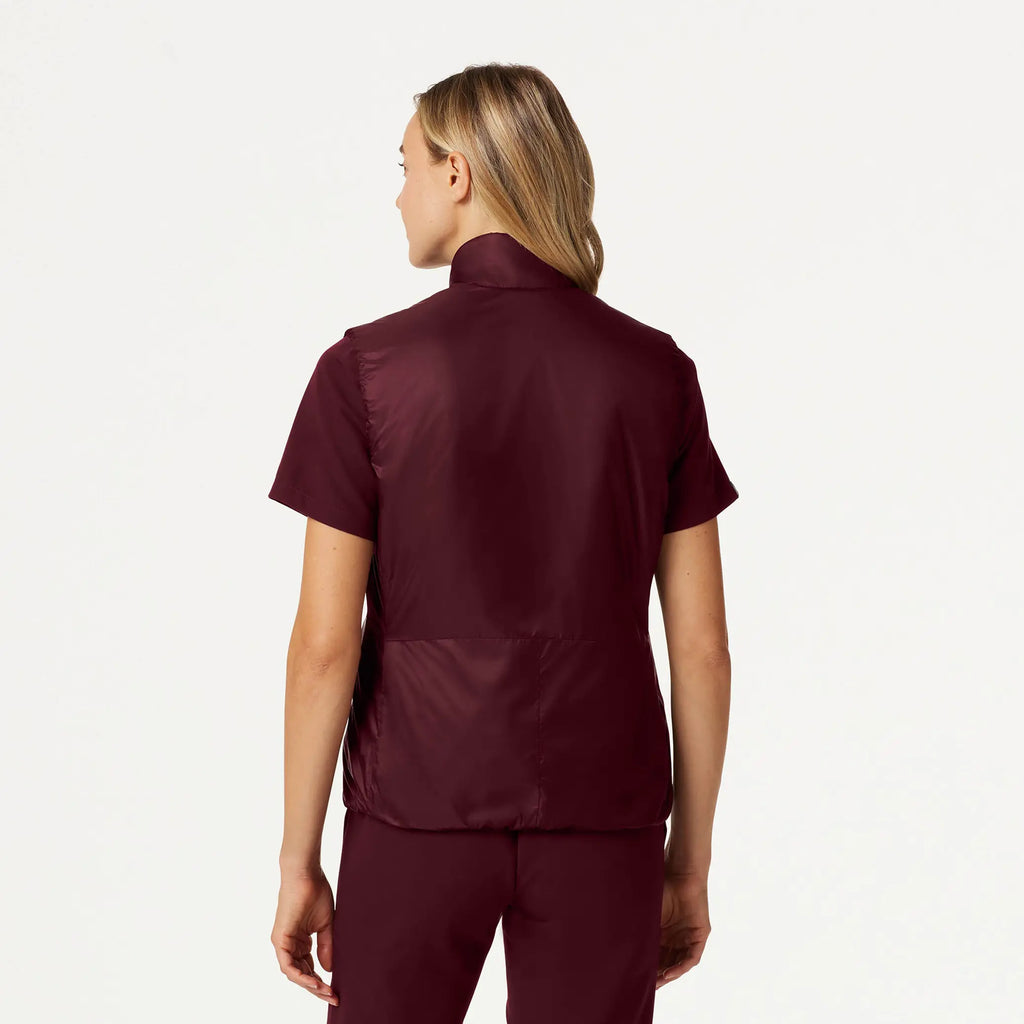 Jaanuu Scrubs Women's Phantom Slim Insulated Vest Burgundy | scrub-supply.com