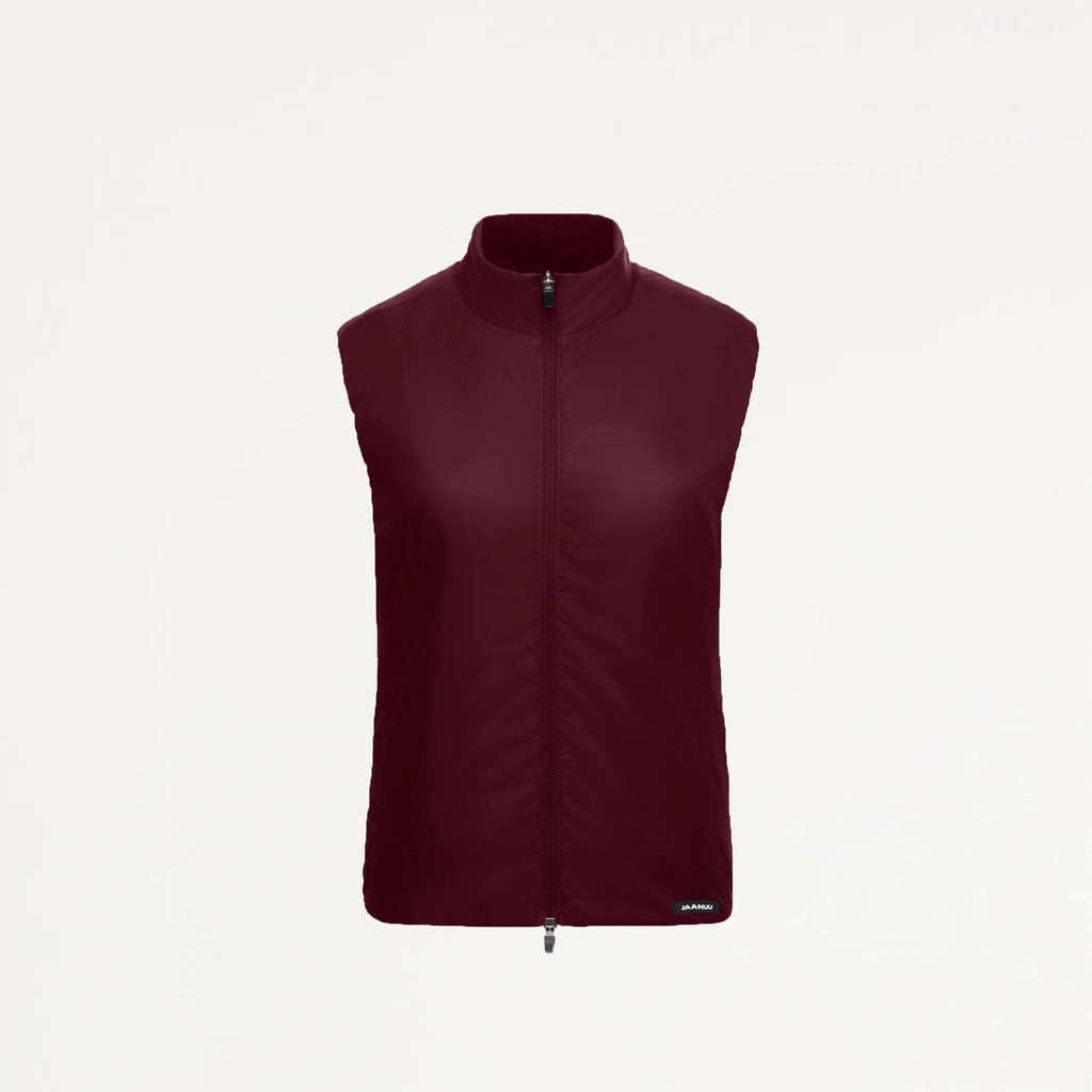 Jaanuu Scrubs Women's Phantom Slim Insulated Vest Burgundy | scrub-supply.com