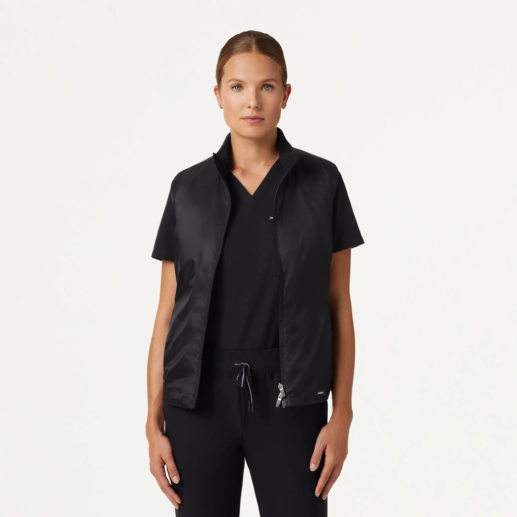 Jaanuu Scrubs Women's Phantom Slim Insulated Vest Black | scrub-supply.com