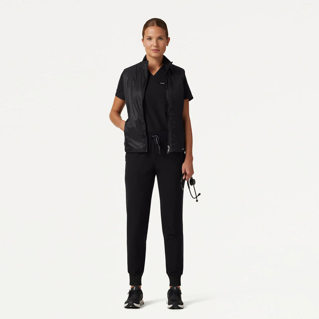 Jaanuu Scrubs Women's Phantom Slim Insulated Vest Black | scrub-supply.com