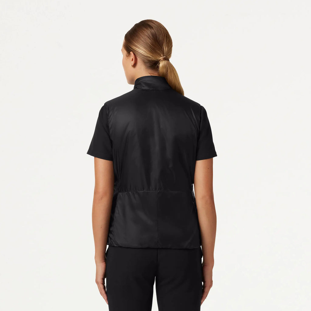 Jaanuu Scrubs Women's Phantom Slim Insulated Vest Black | scrub-supply.com