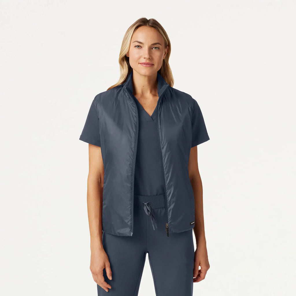 Jaanuu Scrubs Women's Phantom Slim Insulated Vest Carbon Gray | scrub-supply.com