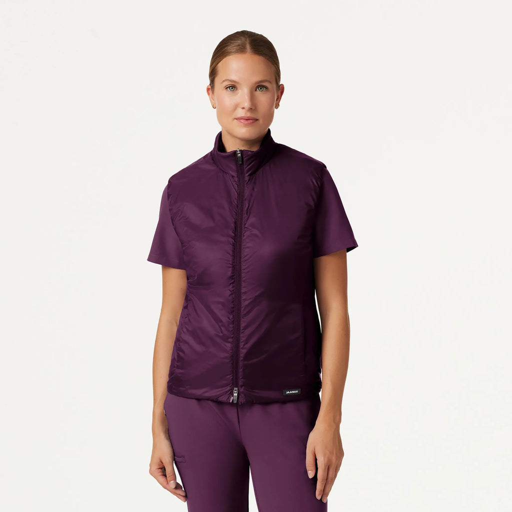 Jaanuu Scrubs Women's Phantom Slim Insulated Vest Dark Amethyst | scrub-supply.com