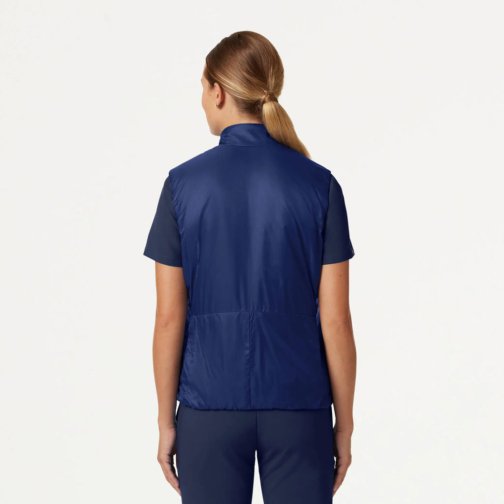 Jaanuu Scrubs Women's Phantom Slim Insulated Vest Navy Blue | scrub-supply.com