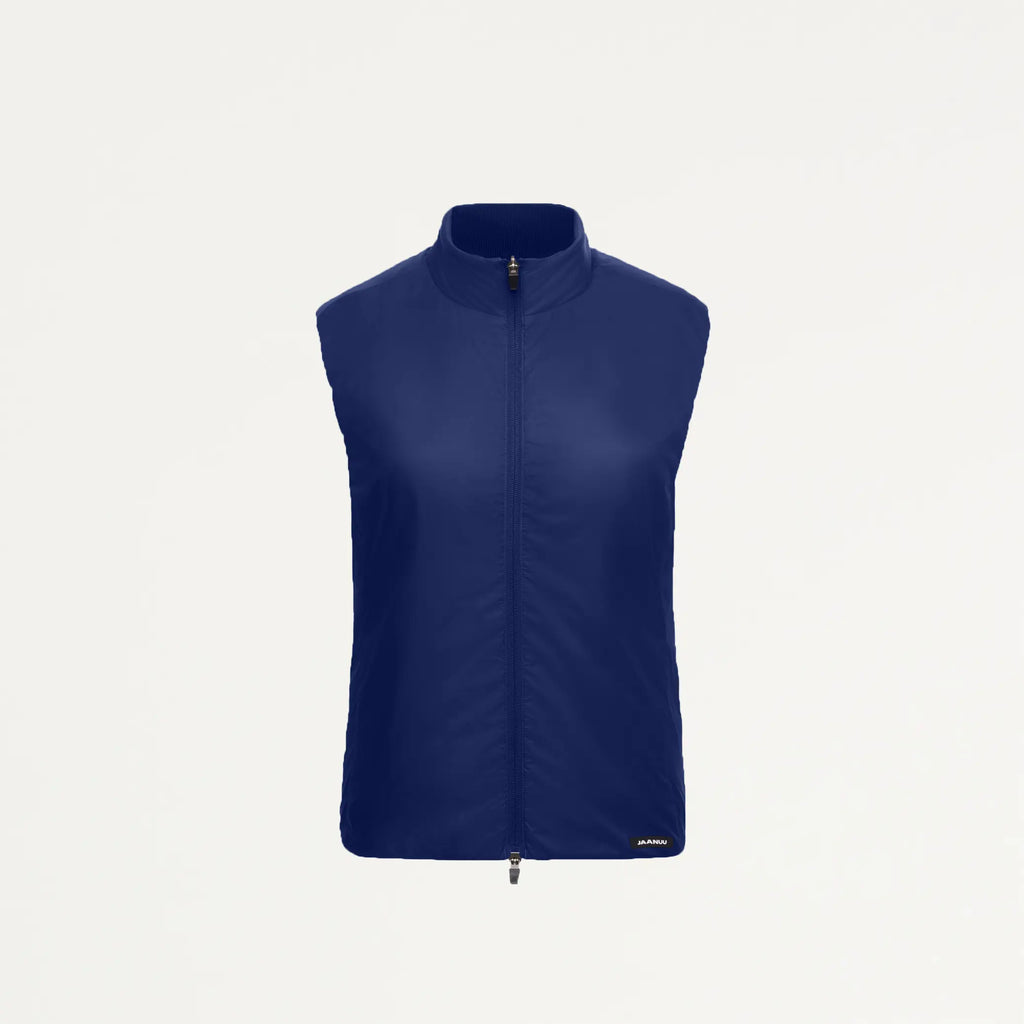 Jaanuu Scrubs Women's Phantom Slim Insulated Vest Navy Blue | scrub-supply.com