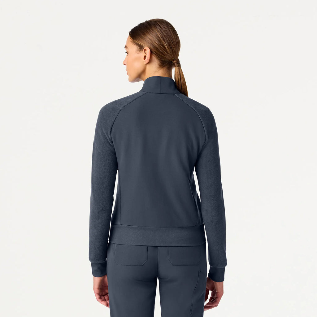 Jaanuu Scrubs Women's Cloud Hybrid Fleece Bomber Jacket Carbon Gray | scrub-supply.com