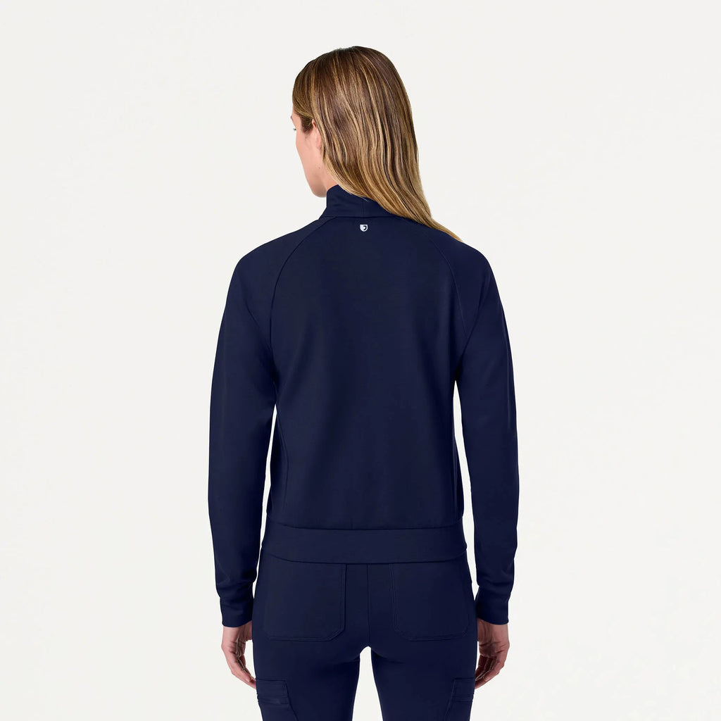 Jaanuu Scrubs Women's Kya ULTRAsoft Bomber Jacket Midnight Navy | scrub-supply.com