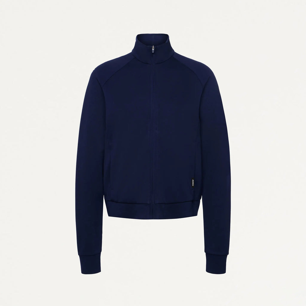 Jaanuu Scrubs Women's Kya ULTRAsoft Bomber Jacket Midnight Navy | scrub-supply.com