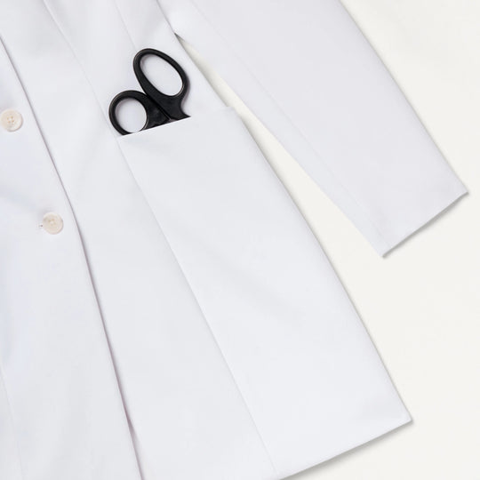 Jaanuu Scrubs Women's Linea 34" White Coat White | scrub-supply.com