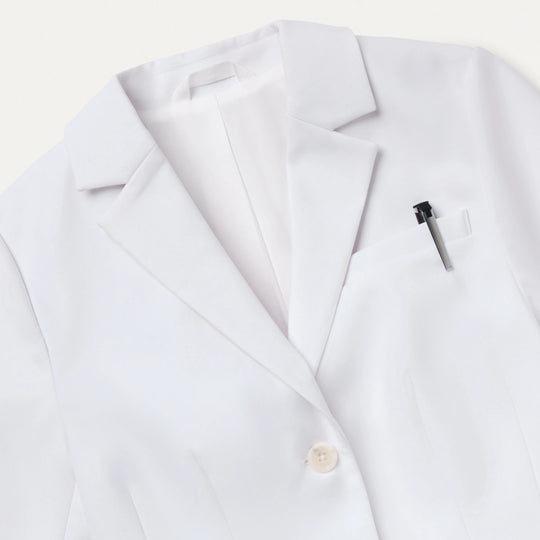 Jaanuu Scrubs Women's Linea 34" White Coat White | scrub-supply.com