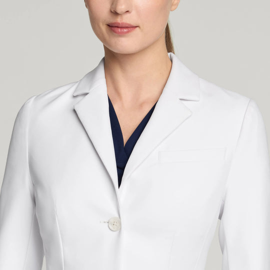 Jaanuu Scrubs Women's Linea 34" White Coat White | scrub-supply.com