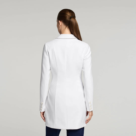 Jaanuu Scrubs Women's Linea 34" White Coat White | scrub-supply.com