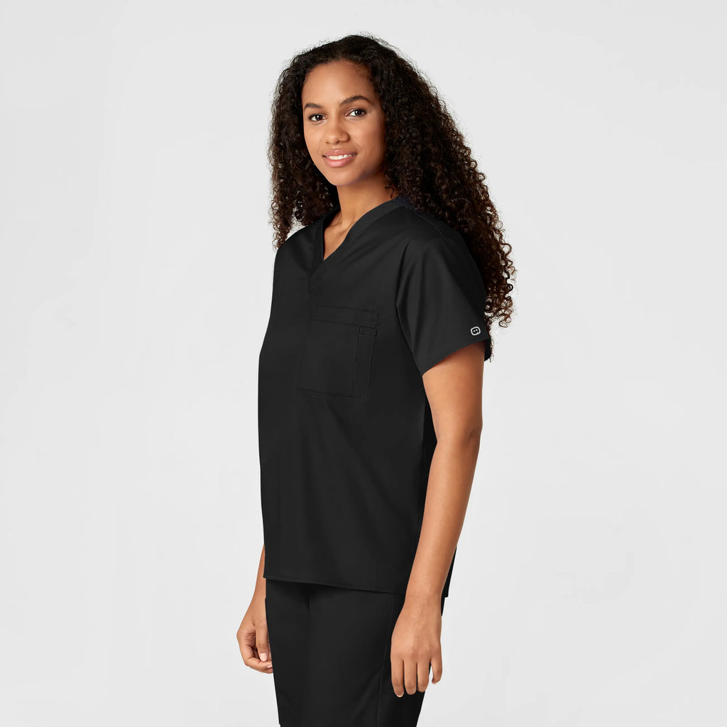 Wink Scrubs Unisex V-Neck Scrub Top Black | scrub-supply.com