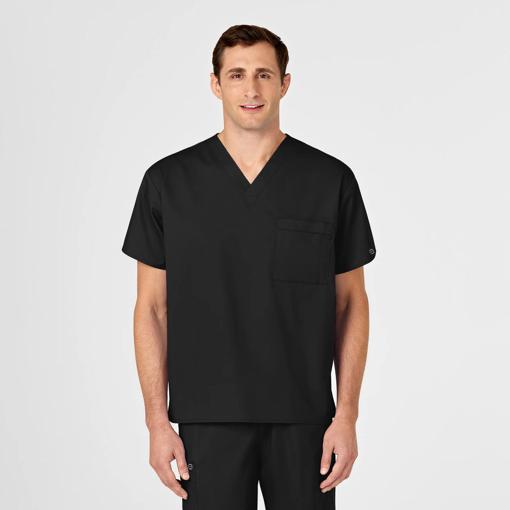 Wink Scrubs Unisex V-Neck Scrub Top Black | scrub-supply.com