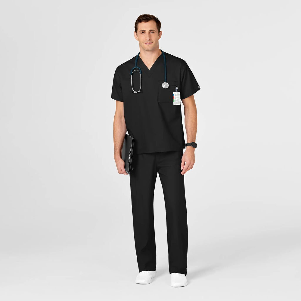 Wink Scrubs Unisex V-Neck Scrub Top Black | scrub-supply.com