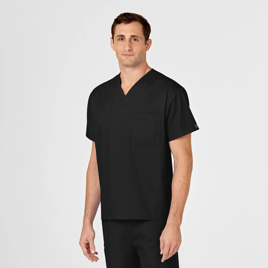 Wink Scrubs Unisex V-Neck Scrub Top Black | scrub-supply.com