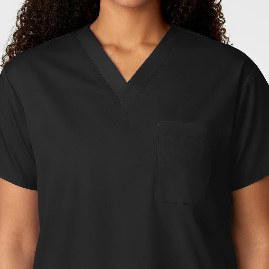 Wink Scrubs Unisex V-Neck Scrub Top Black | scrub-supply.com