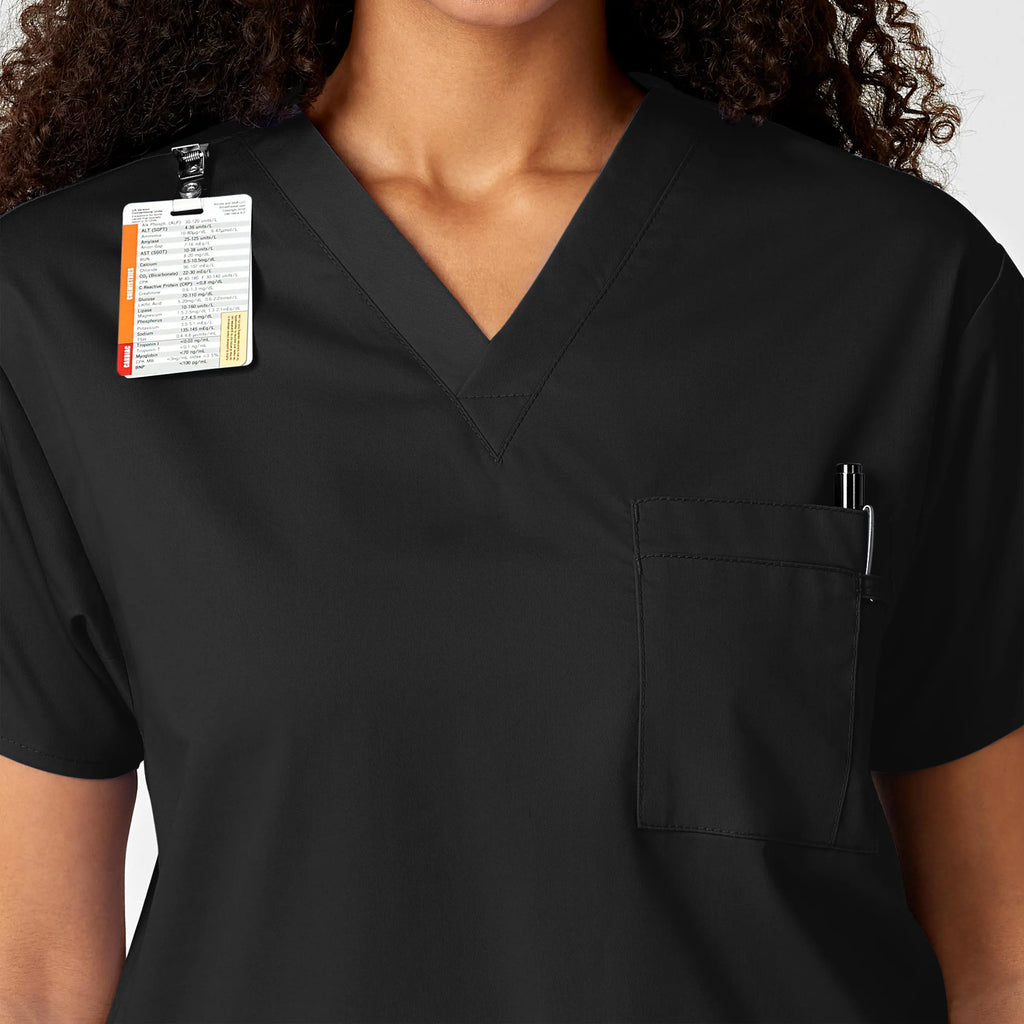 Wink Scrubs Unisex V-Neck Scrub Top Black | scrub-supply.com