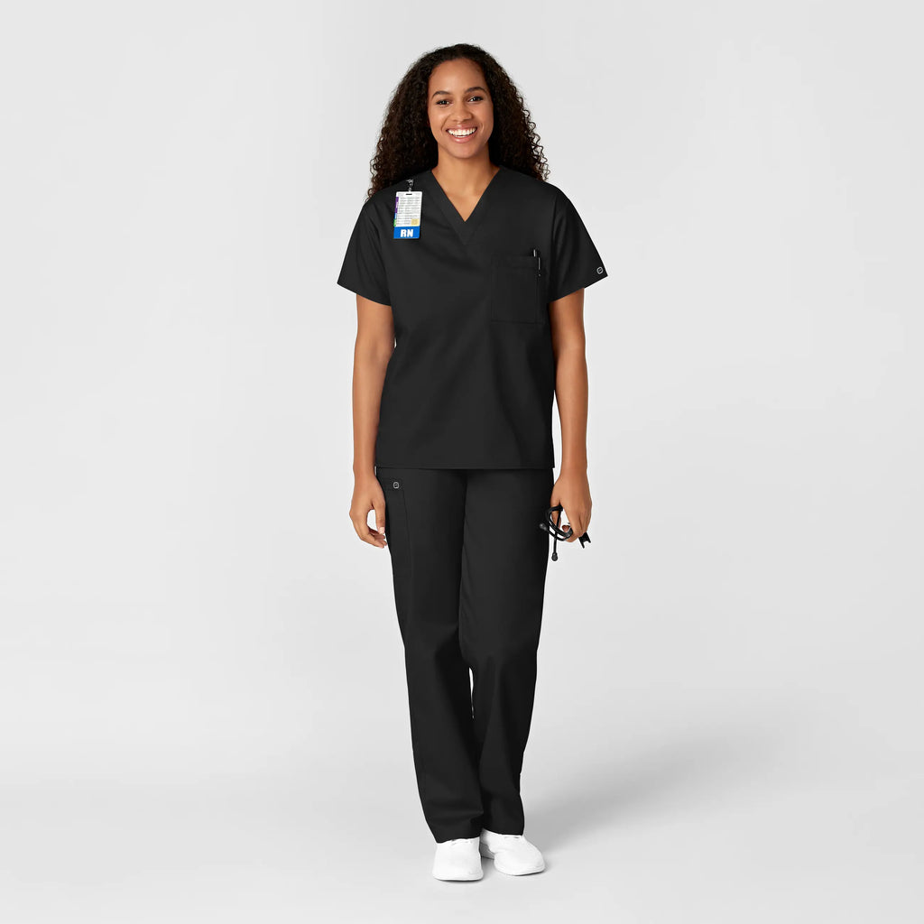 Wink Scrubs Unisex V-Neck Scrub Top Black | scrub-supply.com