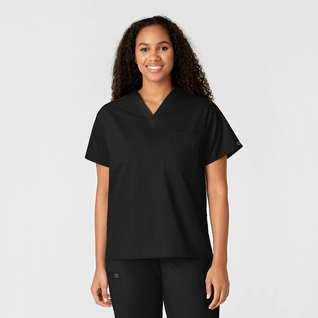 Wink Scrubs Unisex V-Neck Scrub Top Black | scrub-supply.com