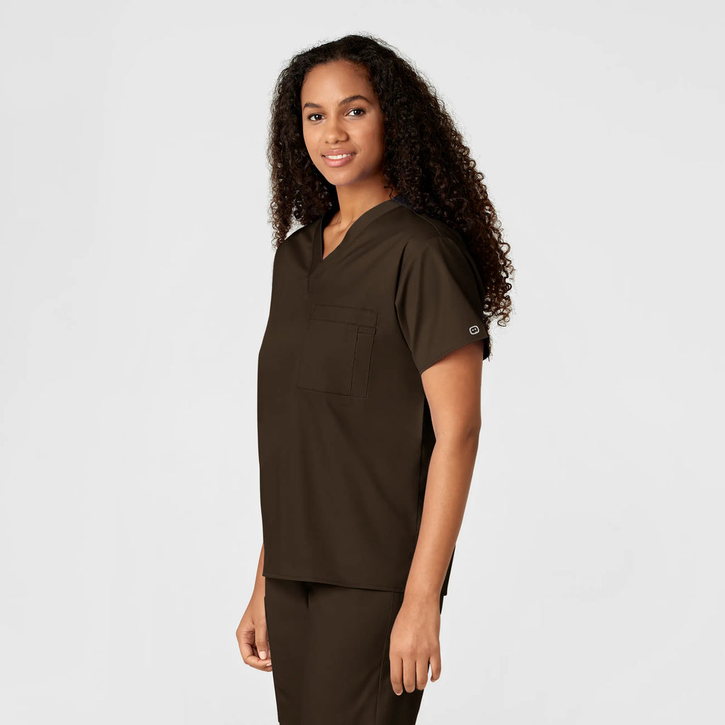 Wink Scrubs Unisex V-Neck Scrub Top Chocolate | scrub-supply.com