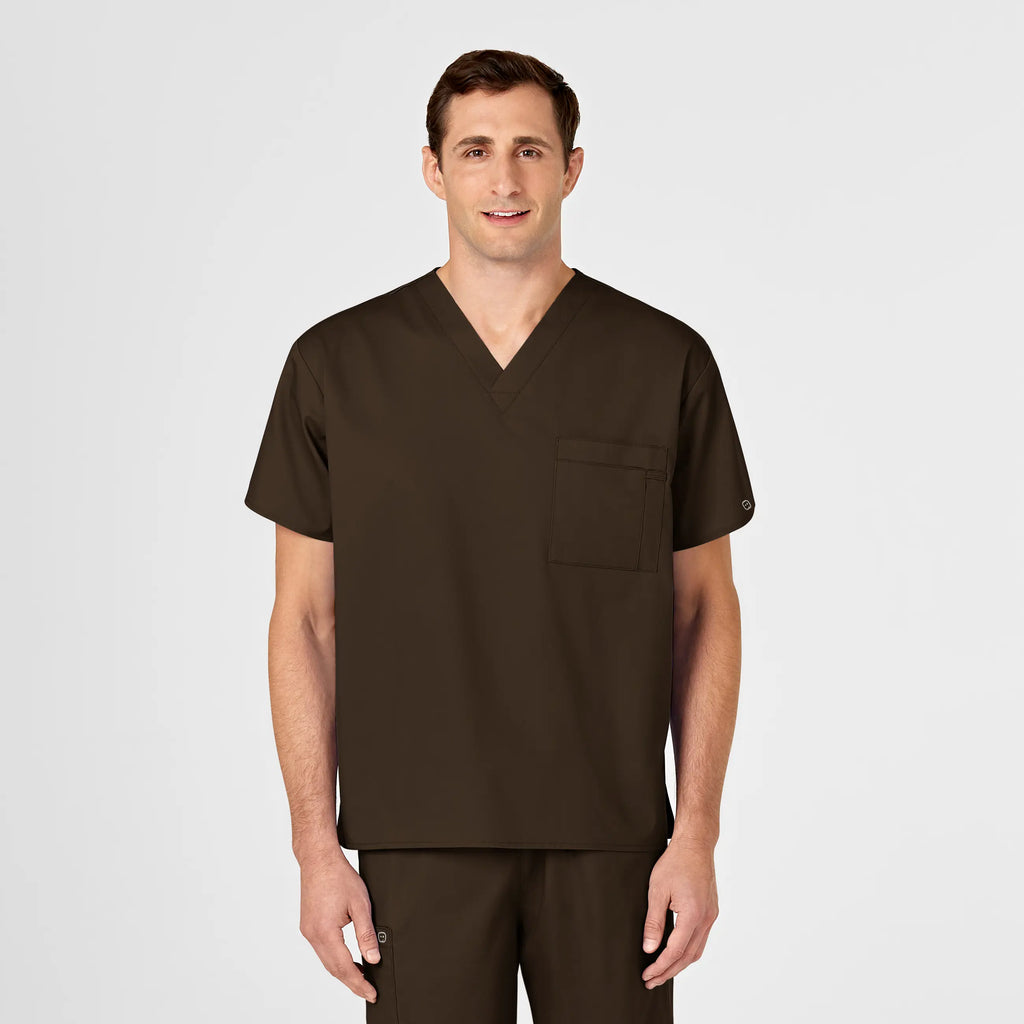 Wink Scrubs Unisex V-Neck Scrub Top Chocolate | scrub-supply.com